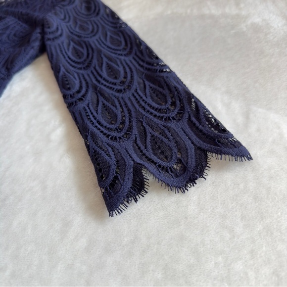 Lilly Pulitzer Hera Lace Dress True Navy Two Tone Feather Lace Size 0 - Picture 6 of 16